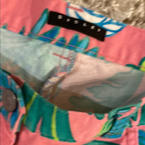 Sisley Floral Bottoms in Pink and Green pants size 46 - Picture 3 of 5